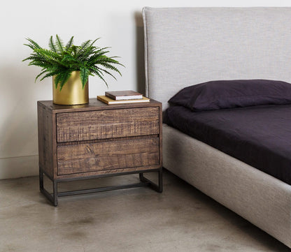 Elena Pine Wood 2-Drawer Nightstand by Moe's Furniture