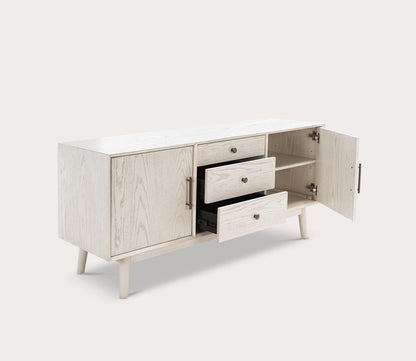 Elissa Multi-Drawer Whitewash Wood Media Stand by Safavieh