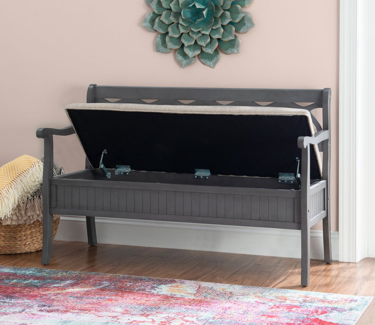 Elliana Wood Storage Bench by Powell