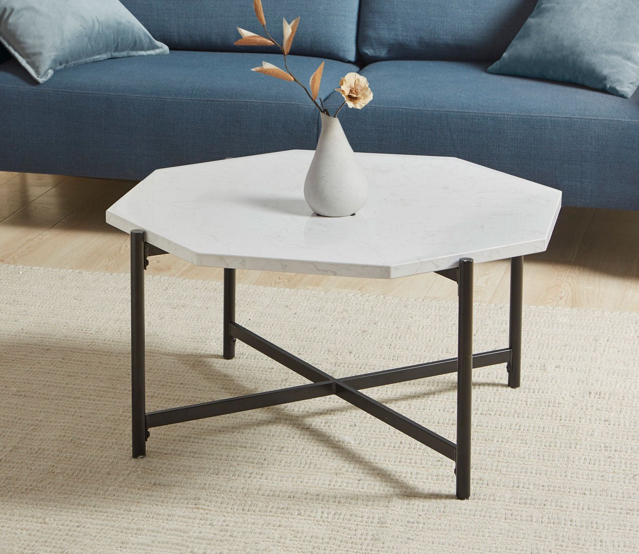Elora White Quartz Octagon Coffee Table