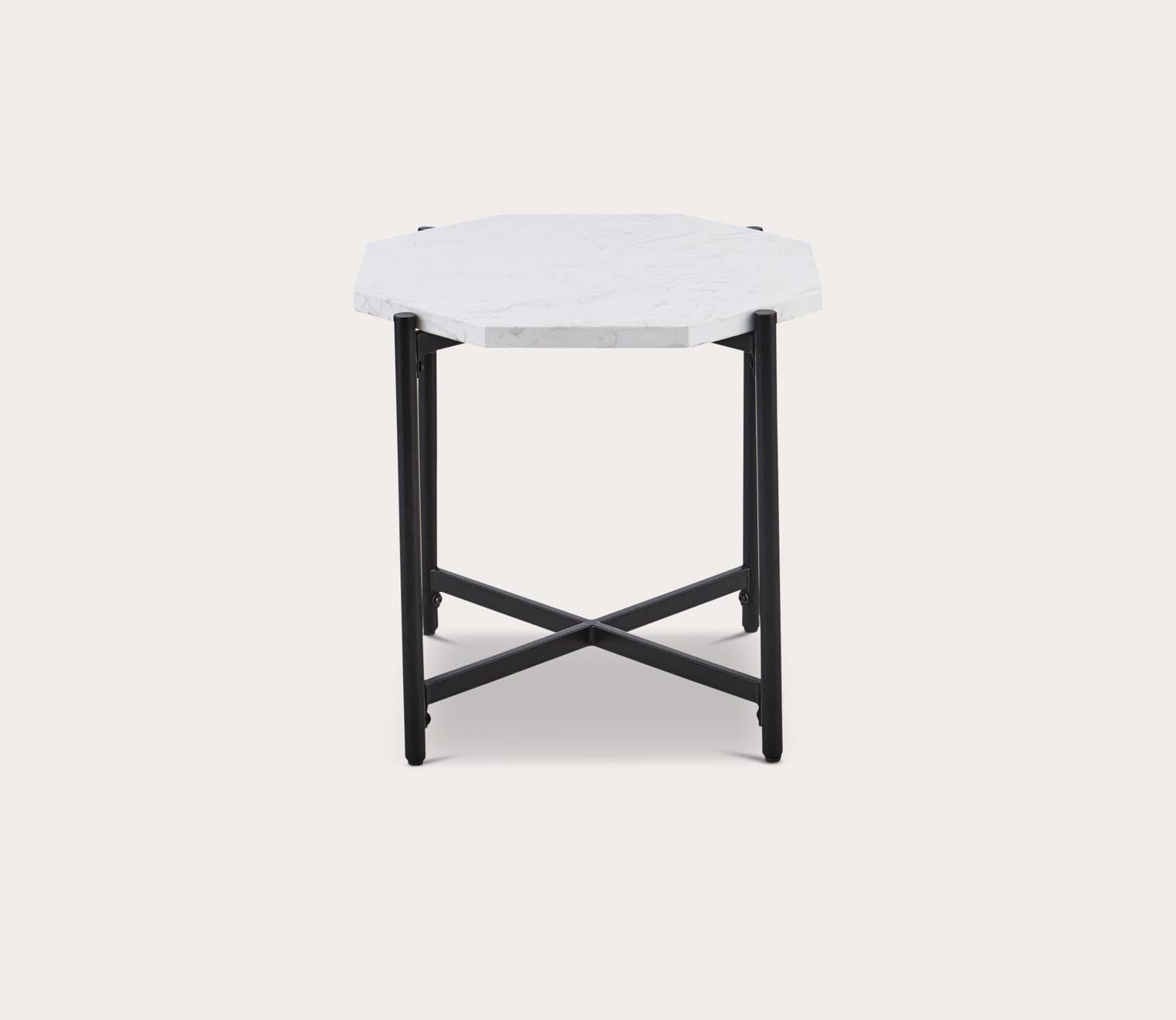 Elora White Quartz Octagon End Table by Martha Stewart