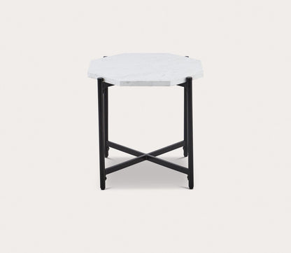 Elora White Quartz Octagon End Table by Martha Stewart