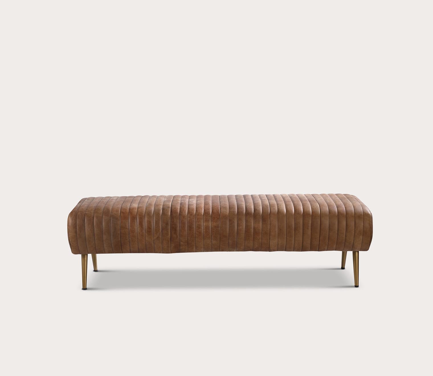 Endora Tufted Brown Genuine Leather Bench