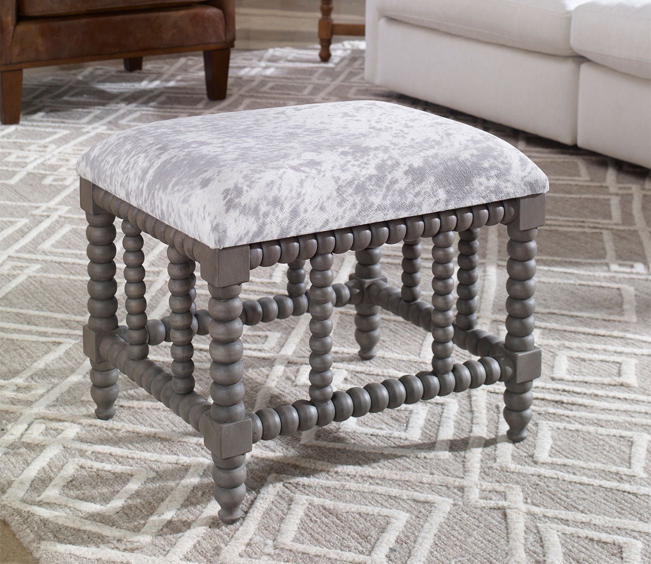 Estes Faux Cow Hide Small Bench