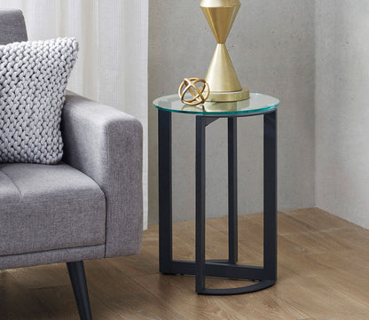 Evan Glass Top Round Accent Table by INK + IVY