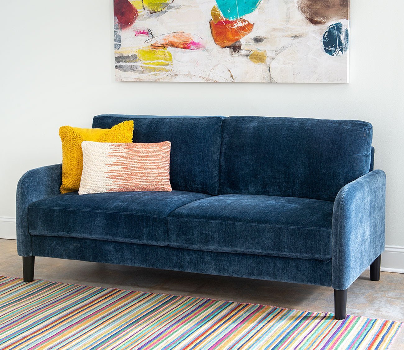 Everly Blue Velvet Sofa