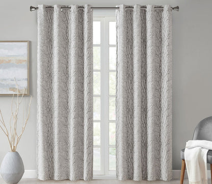 Everly Branch Jacquard Total Blackout Grommet Top Curtain Panel by SunSmart