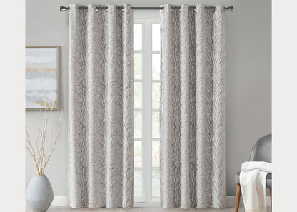Everly Branch Jacquard Total Blackout Grommet Top Curtain Panel by SunSmart