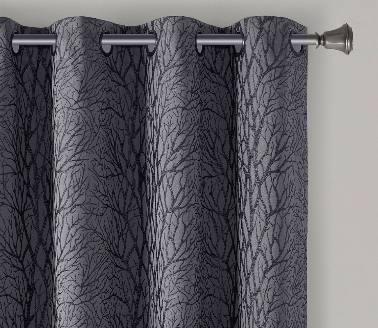 Everly Branch Jacquard Total Blackout Grommet Top Curtain Panel by SunSmart
