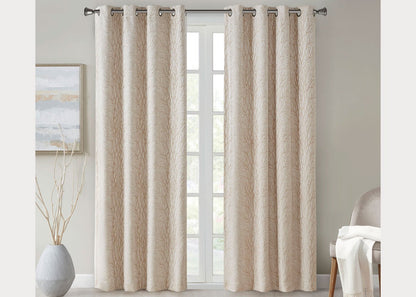 Everly Branch Jacquard Total Blackout Grommet Top Curtain Panel by SunSmart