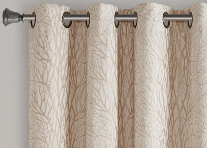 Everly Branch Jacquard Total Blackout Grommet Top Curtain Panel by SunSmart