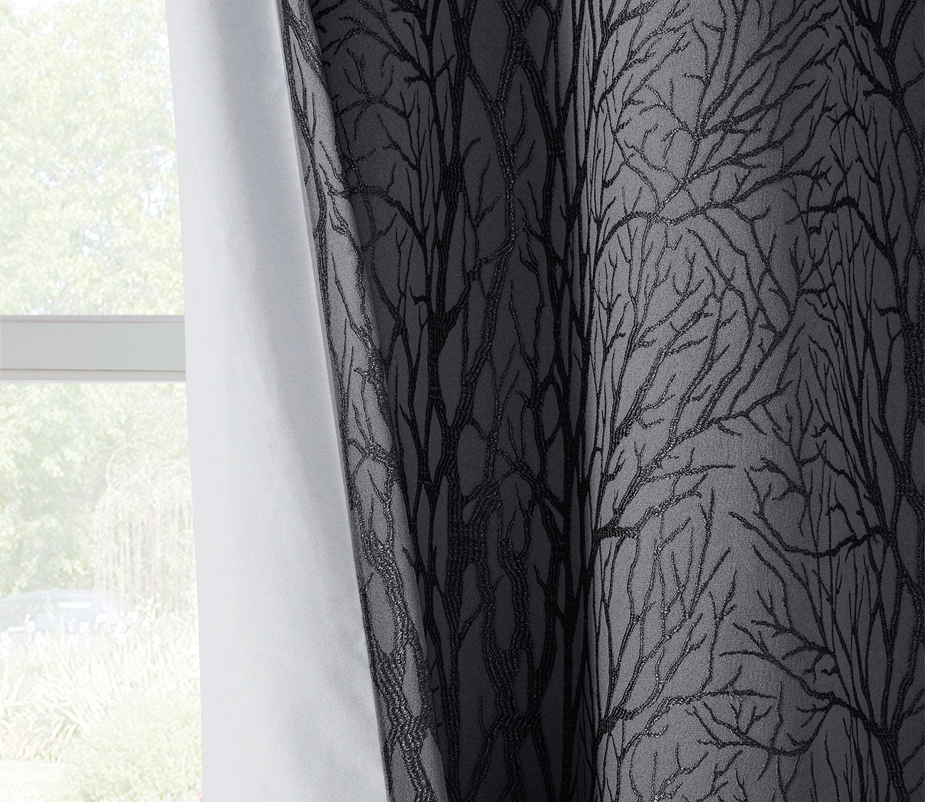 Everly Branch Jacquard Total Blackout Grommet Top Curtain Panel by SunSmart