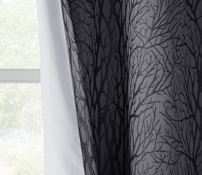 Everly Branch Jacquard Total Blackout Grommet Top Curtain Panel by SunSmart
