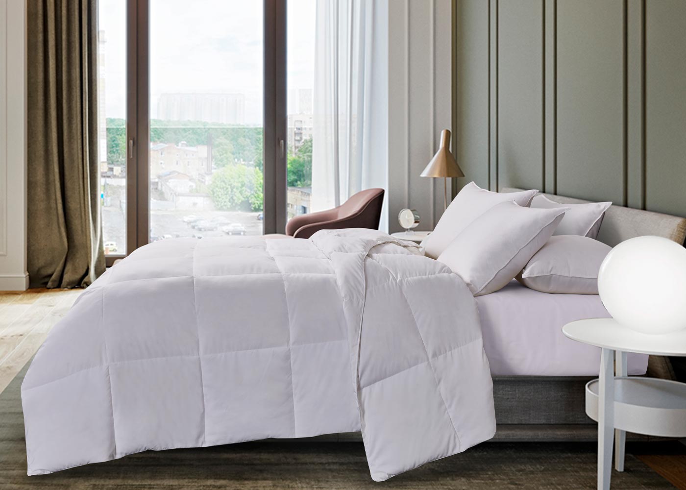 Extra Warmth Microfiber White Goose Feather and Down Fiber Comforter