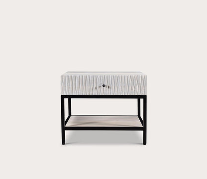 Faceout White Mango Wood 1-Drawer Nightstand by Moe's Furniture