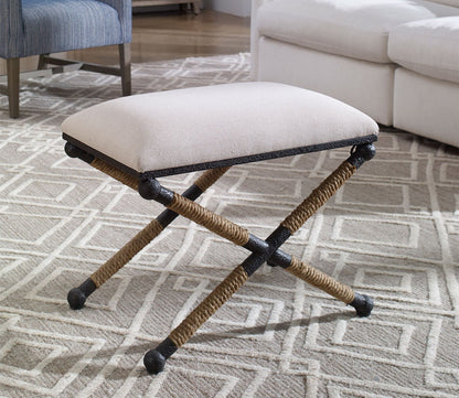 Firth Small Oatmeal Fabric Bench by Uttermost