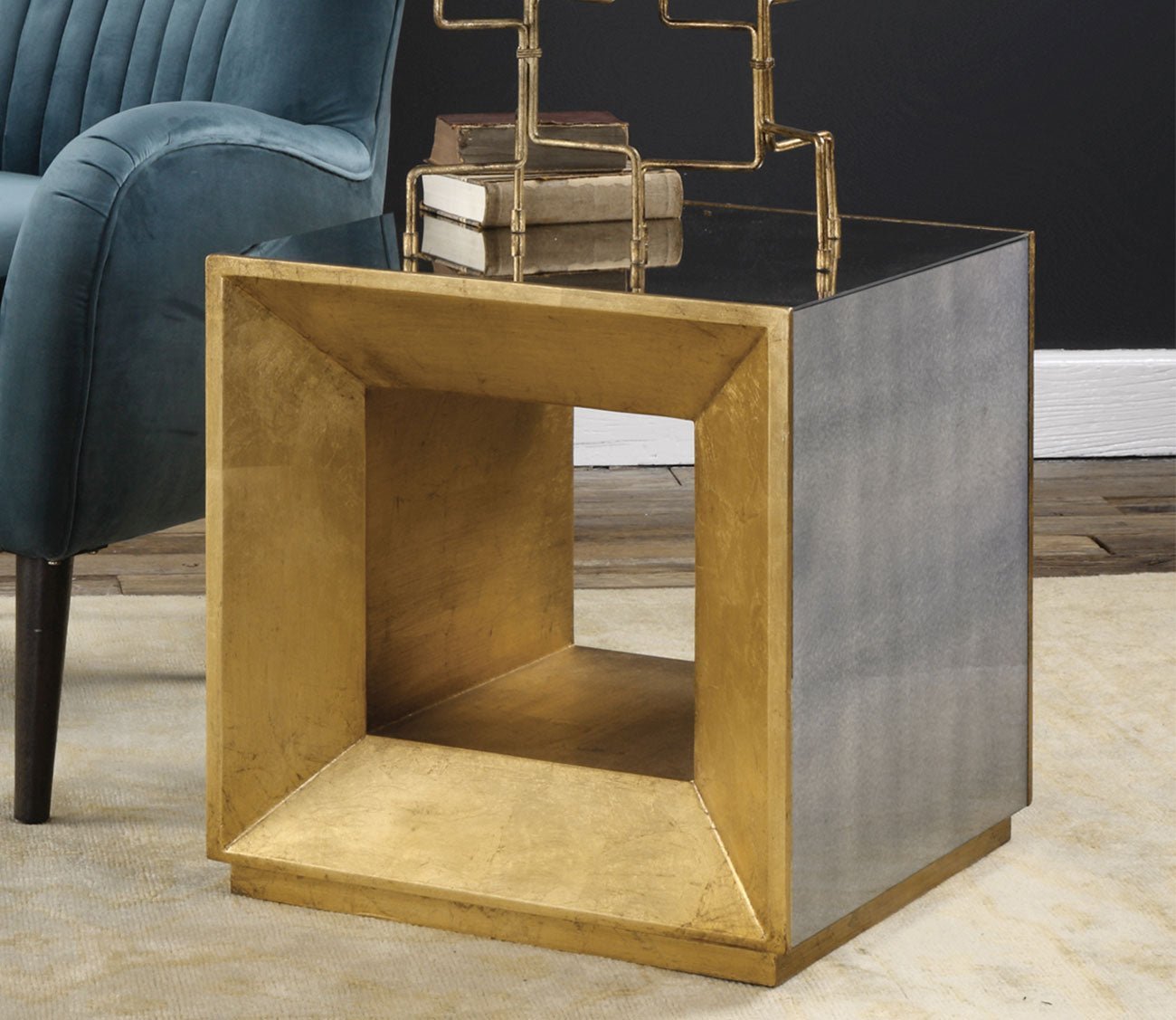 Flair Gold Cube Table
