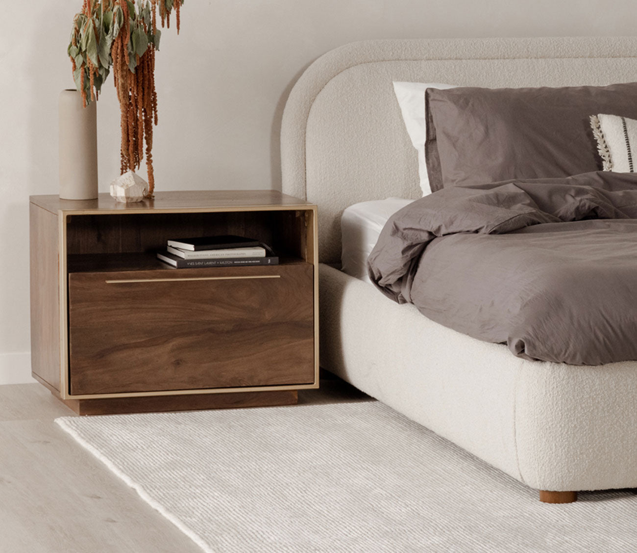Focus Dark Brown Wood 1-Drawer Nightstand