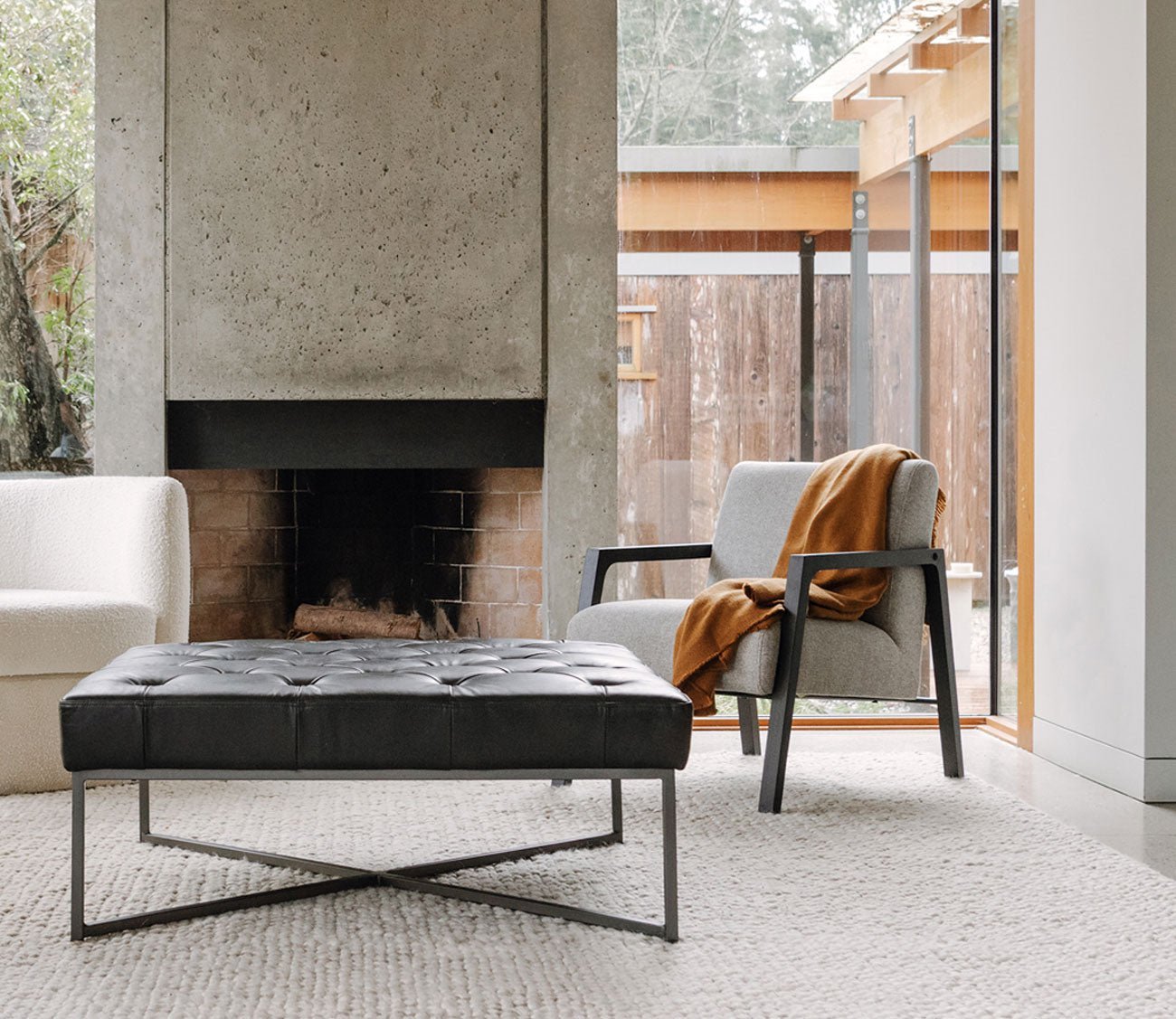 Fox Black Wood Frame Upholstered Armchair by Moe's Furniture