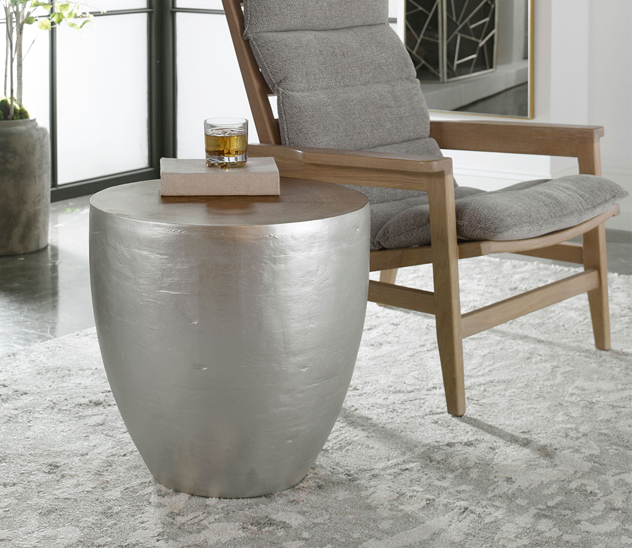 Gannett Silver Wood End Table