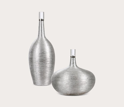 Gatsby Silver Ribbed Bottles Set of 2 by Uttermost