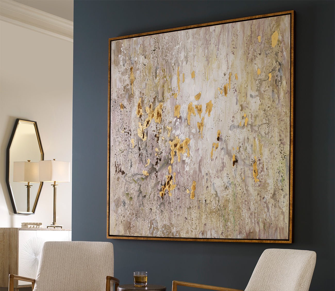 Golden Raindrops Hand Painted Canvas by Uttermost