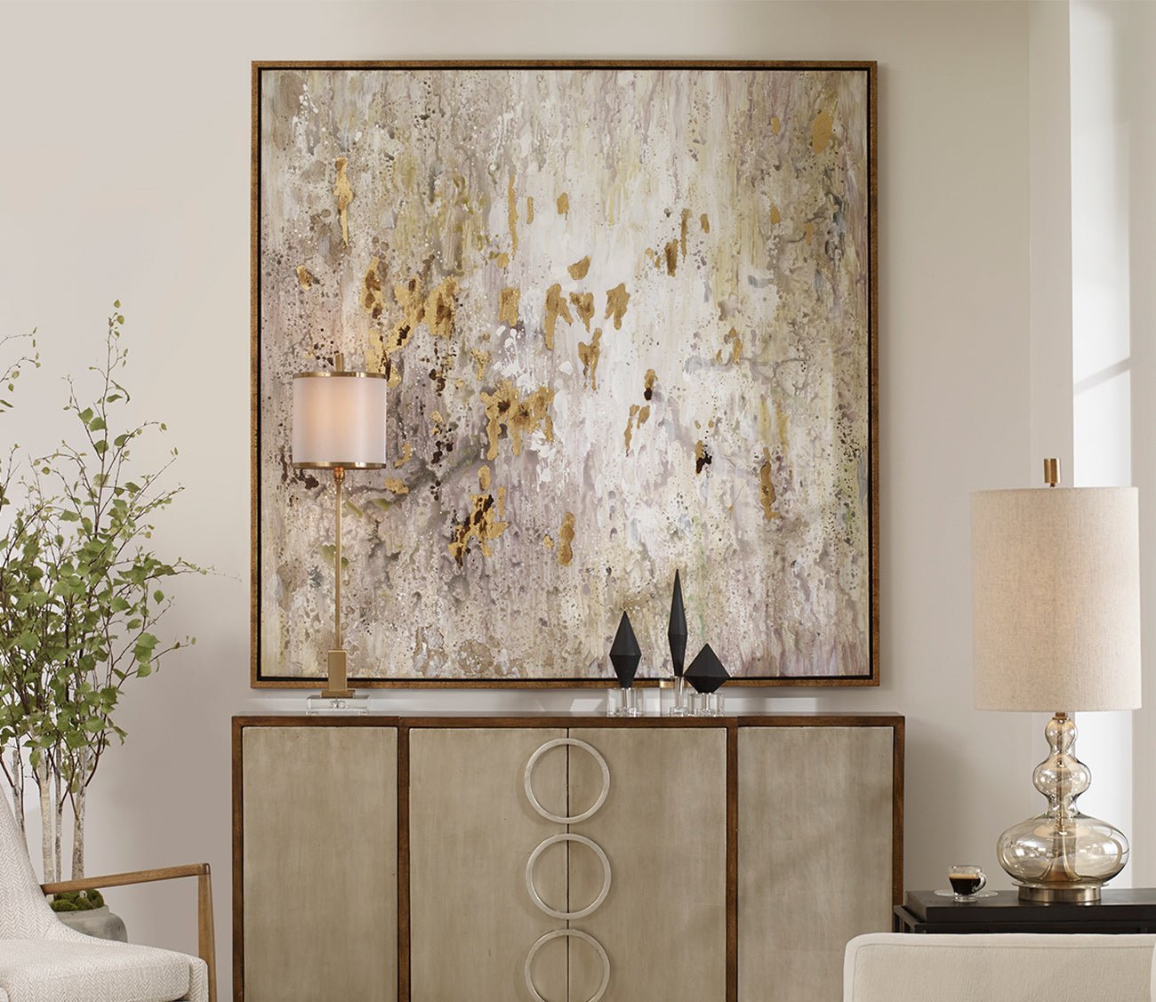 Golden Raindrops Hand Painted Canvas