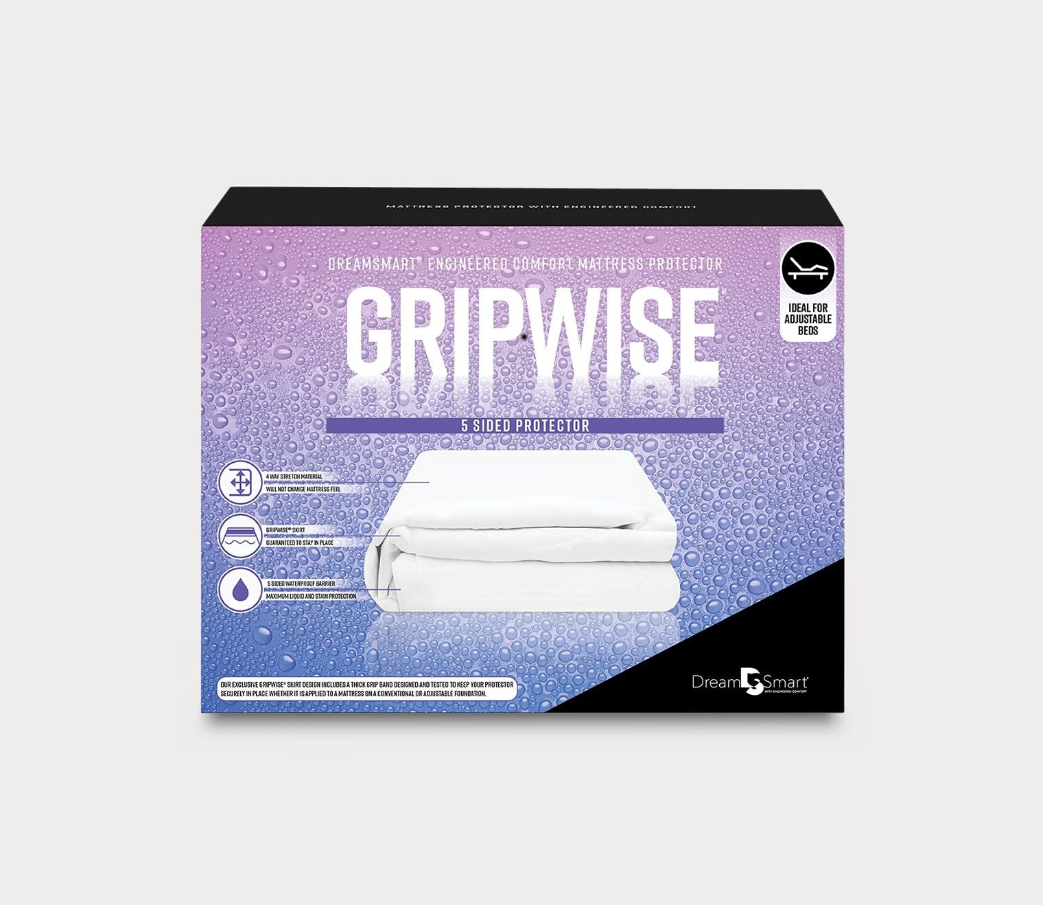 GripWise 5-Sided Waterproof Mattress Protector by Soft-Tex