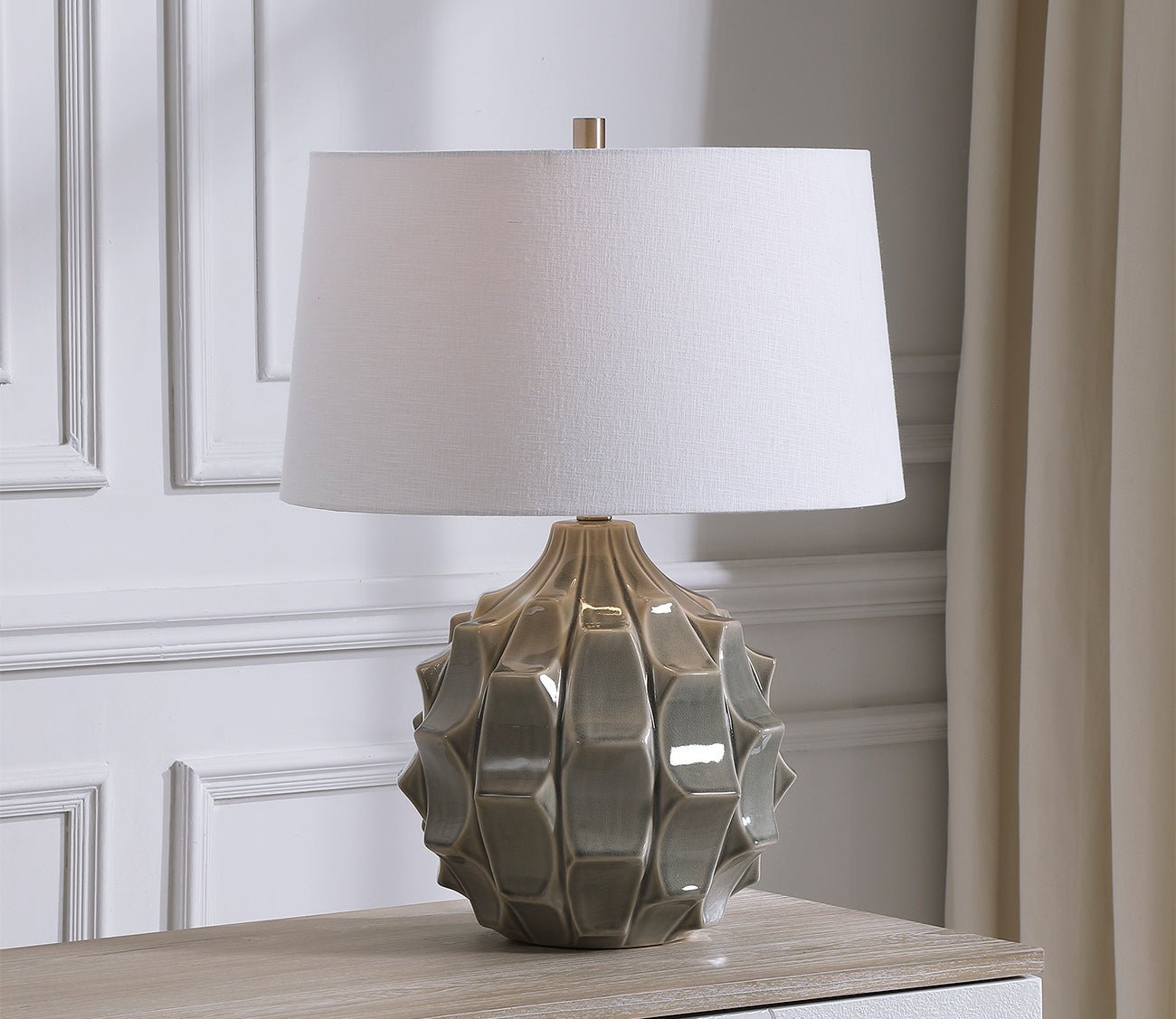 Guerina Scalloped Gray Table Lamp