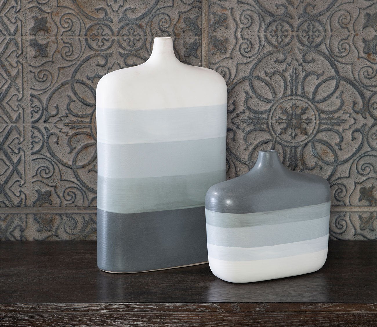 Guevara Striped Gray Vases Set 2