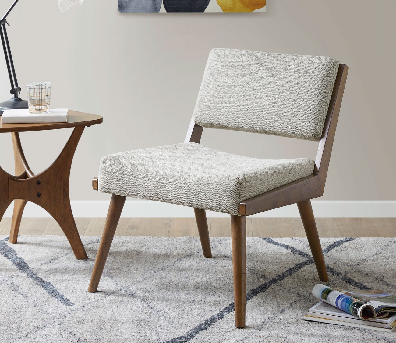 Hailey Upholstered Wood Frame Armless Accent Chair