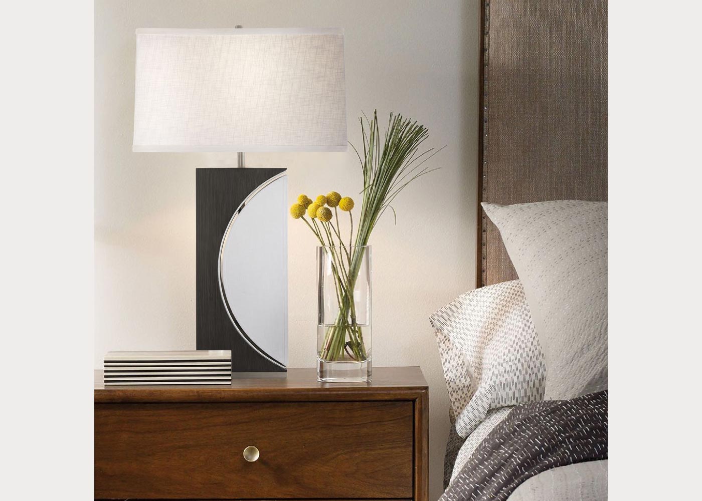 Half Moon Brushed Nickel Table Lamp by Nova Lighting