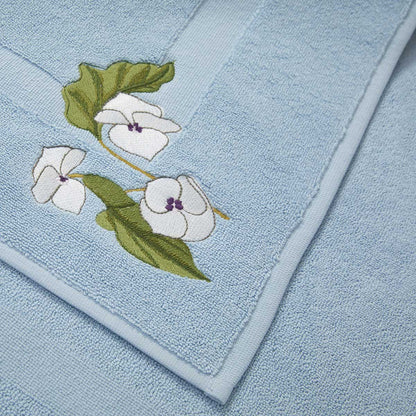 Hanaé Floral Embroidered Organic Cotton Bath Mat by Yves Delorme