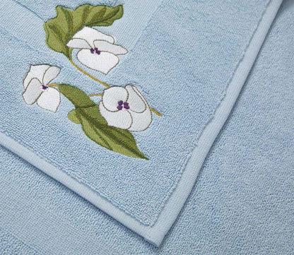 Hanaé Floral Embroidered Organic Cotton Bath Mat by Yves Delorme
