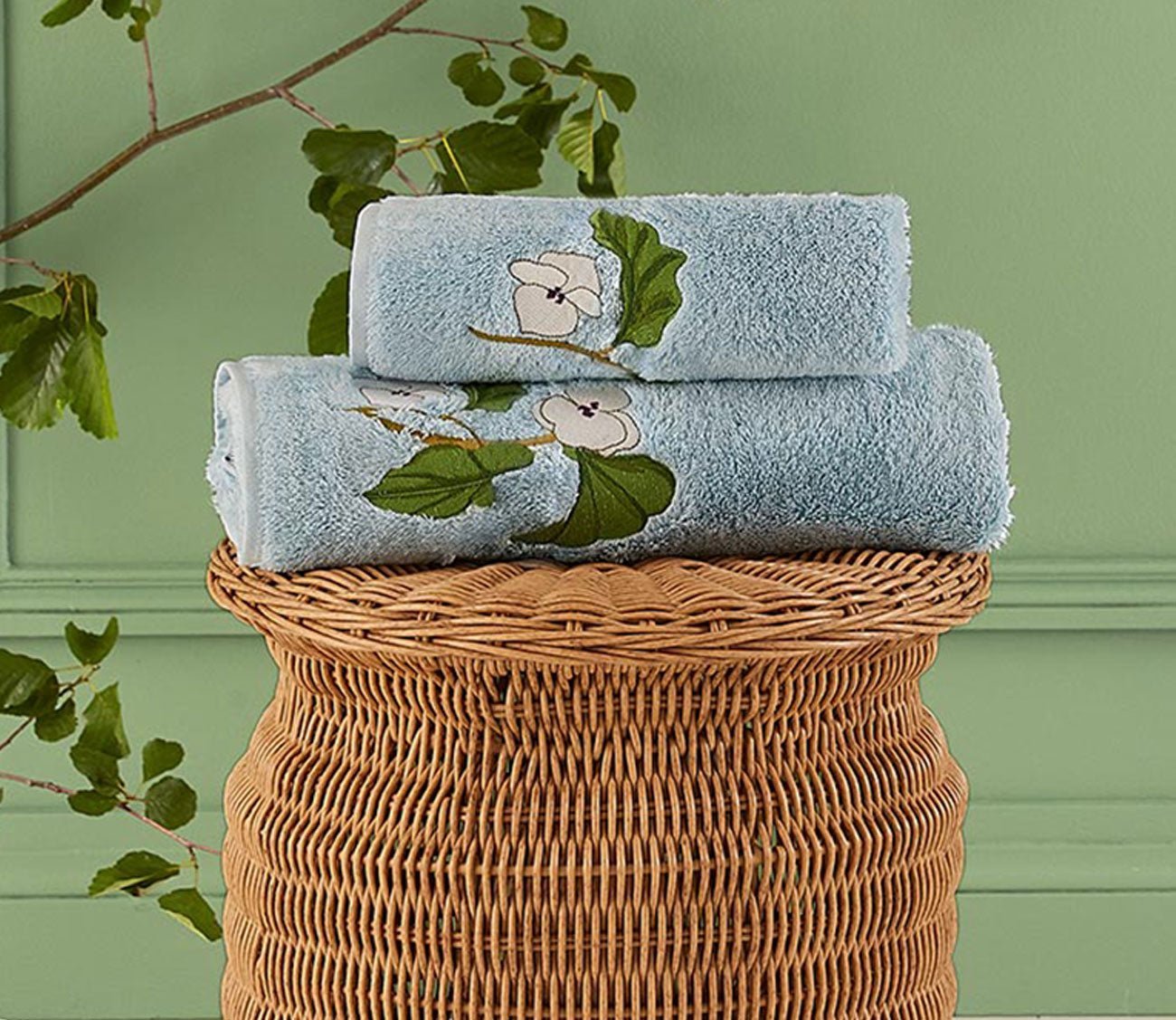 Hanaé Floral Embroidered Organic Cotton Modal Towels