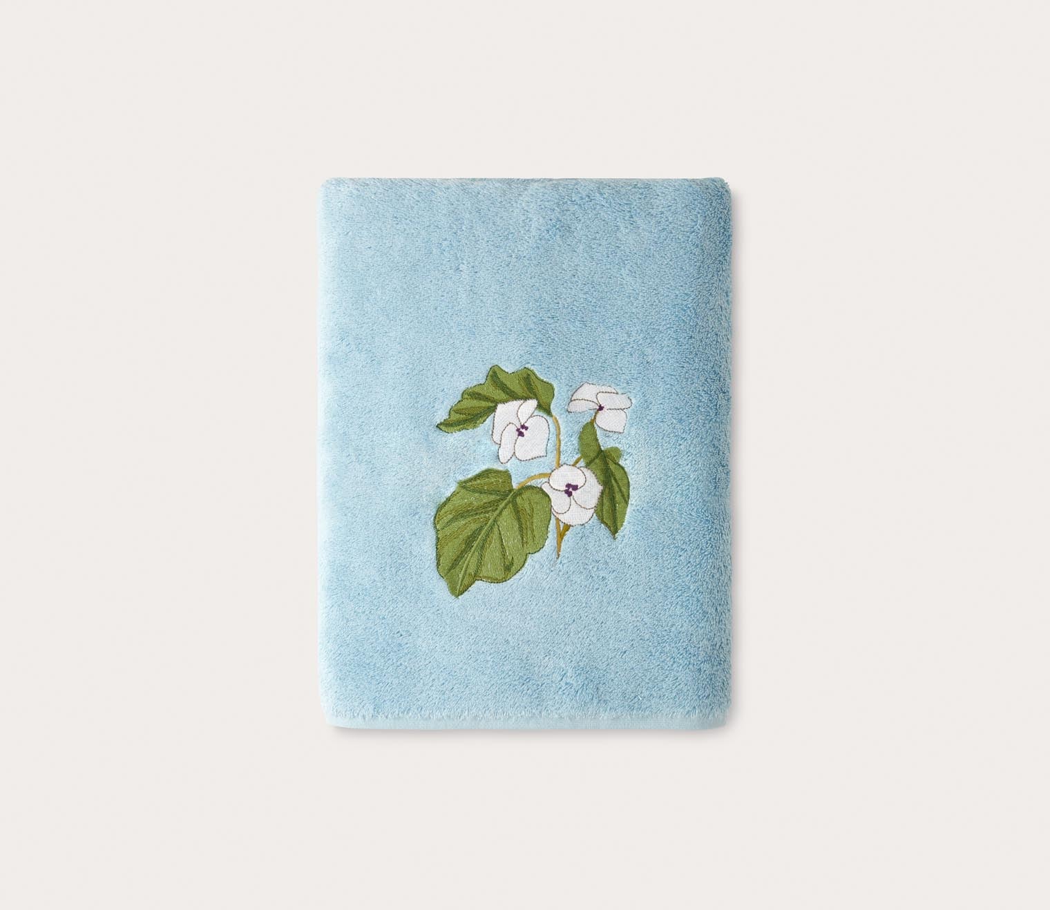 Hanaé Floral Embroidered Organic Cotton Modal Towels by Yves Delorme