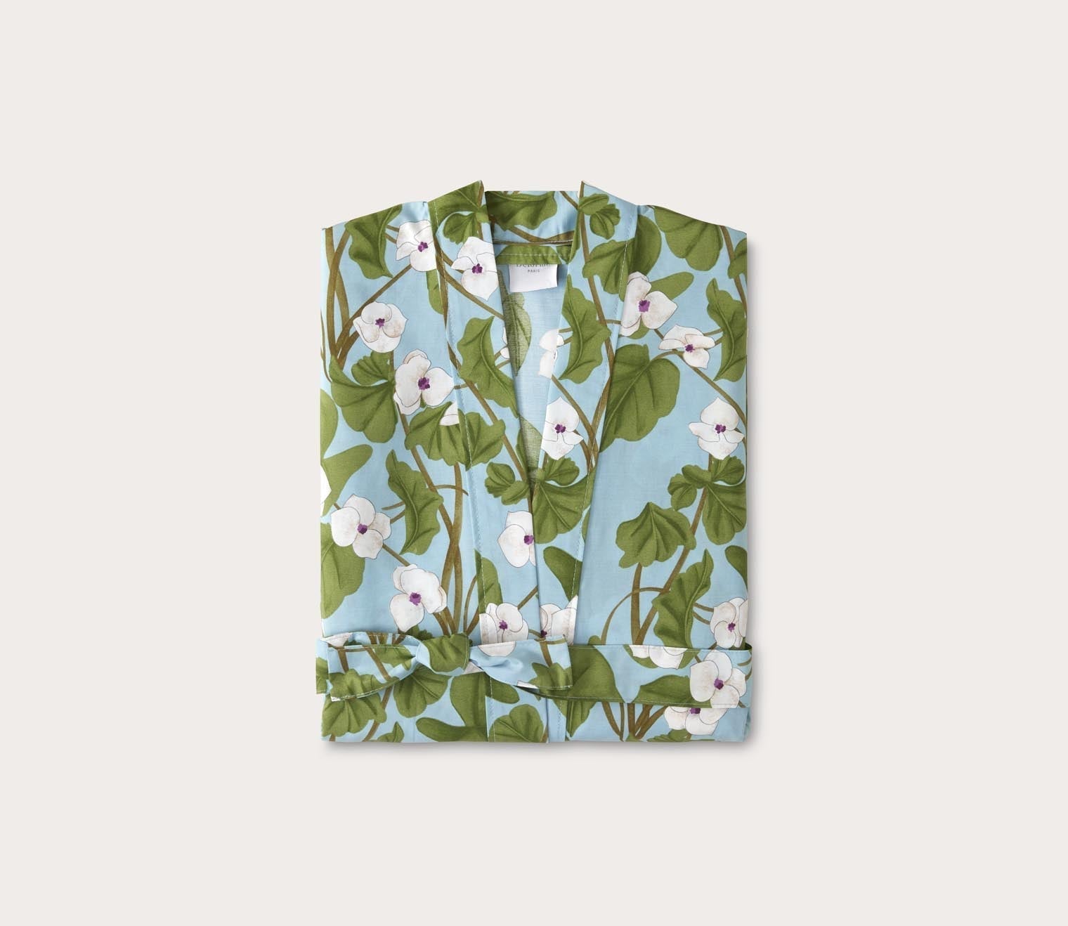 Hanaé Printed Organic Cotton Percale Bath Robe by Yves Delorme