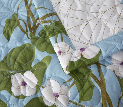 Hanaé Printed Organic Cotton Percale Quilted Coverlet by Yves Delorme