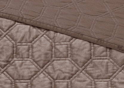 Harper Geometric Quilted Faux Velvet 3-Piece Coverlet Set by Madison Park