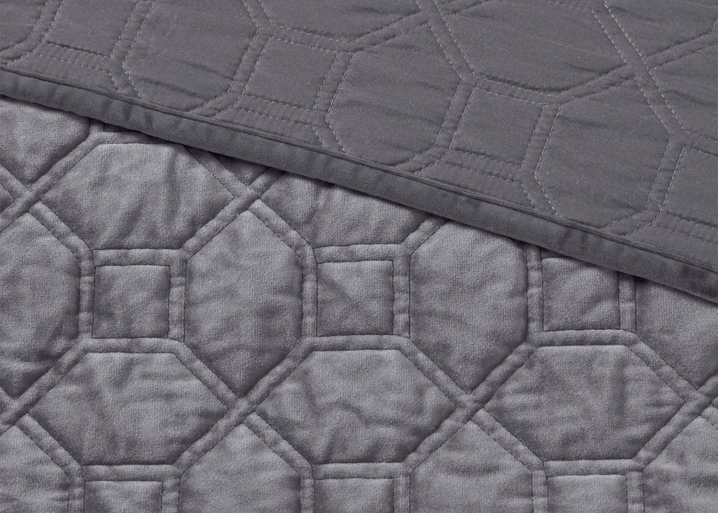 Harper Geometric Quilted Faux Velvet 3-Piece Coverlet Set by Madison Park