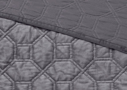 Harper Geometric Quilted Faux Velvet 3-Piece Coverlet Set by Madison Park