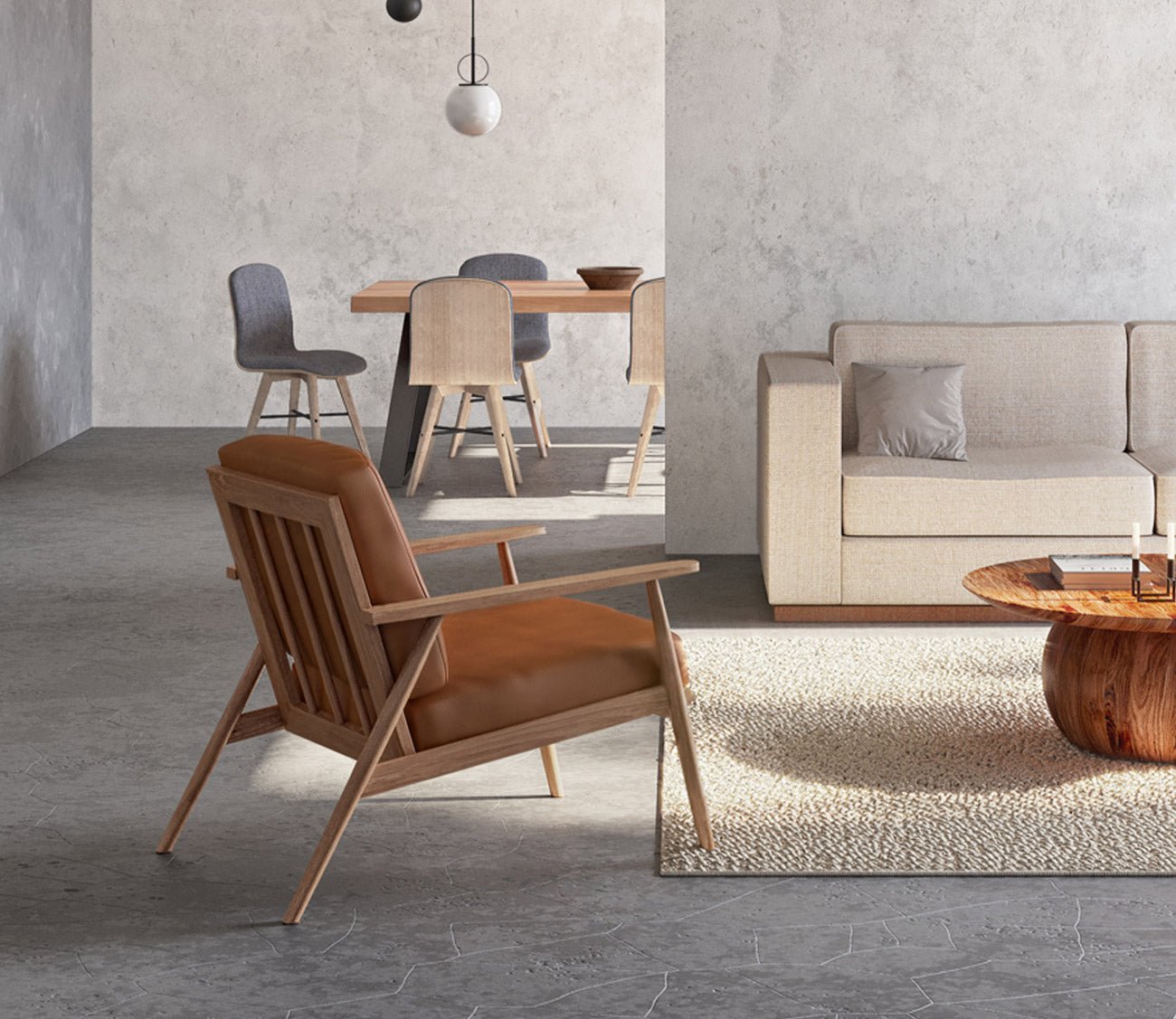 Harper Tan Top-Grain Leather Lounge Chair