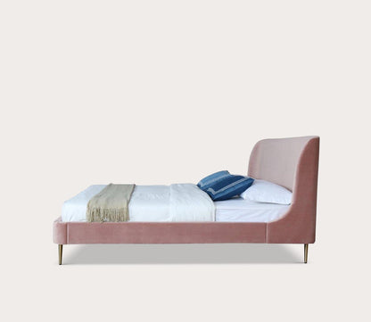 Heather Velvet Upholstered Curved Platform Bed by Manhattan Comfort