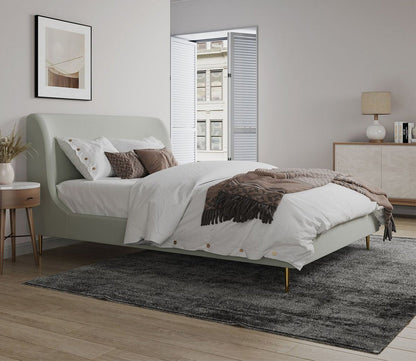 Heather Velvet Upholstered Curved Platform Bed by Manhattan Comfort