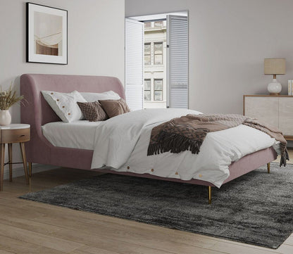 Heather Velvet Upholstered Curved Platform Bed by Manhattan Comfort