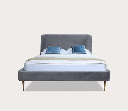 Heather Velvet Upholstered Curved Platform Bed by Manhattan Comfort