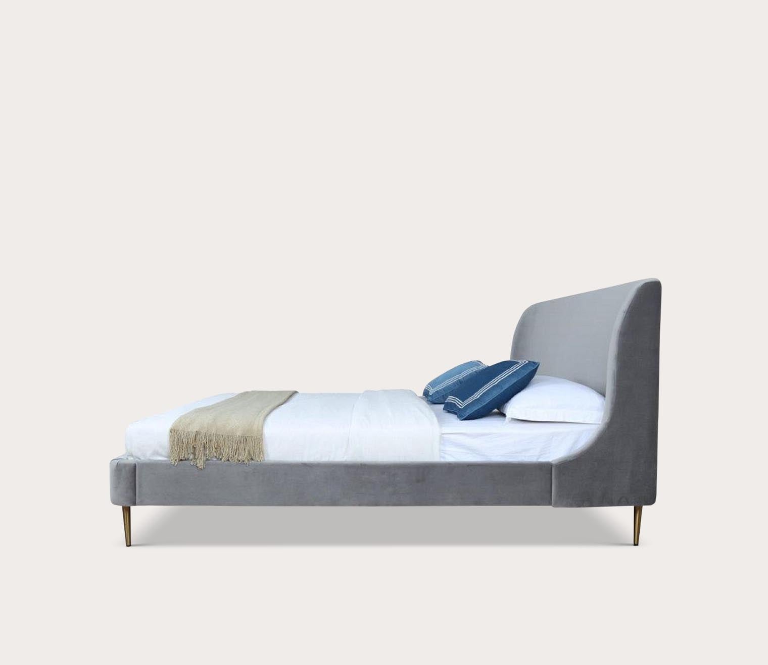 Heather Velvet Upholstered Curved Platform Bed by Manhattan Comfort