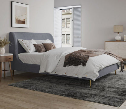 Heather Velvet Upholstered Curved Platform Bed by Manhattan Comfort