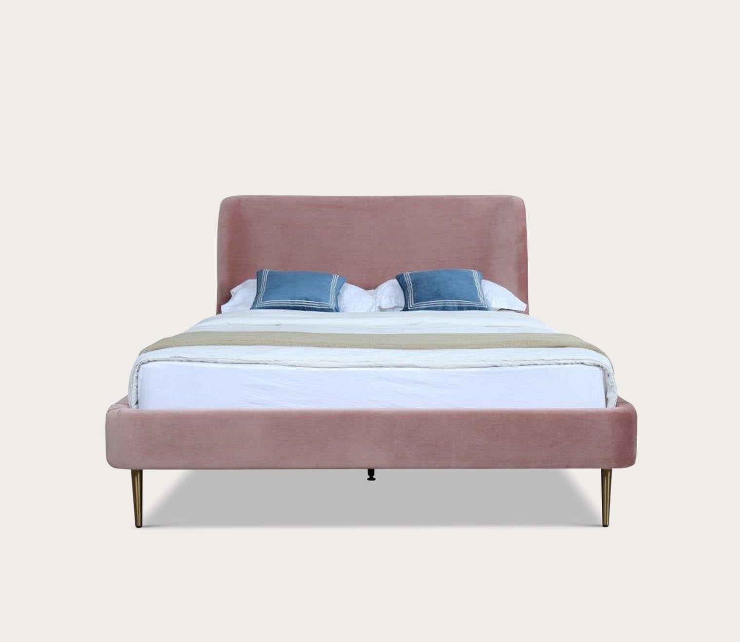 Heather Velvet Upholstered Curved Platform Bed by Manhattan Comfort