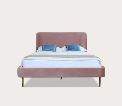 Heather Velvet Upholstered Curved Platform Bed by Manhattan Comfort